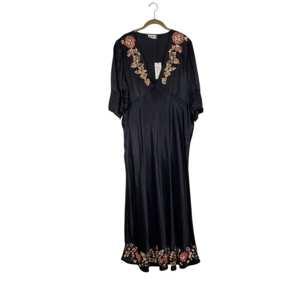 Rixo Zadie Dress Waterblossom Black Satin NWT Sequin Midi Size 4XL US 18 - Picture 2 of 12